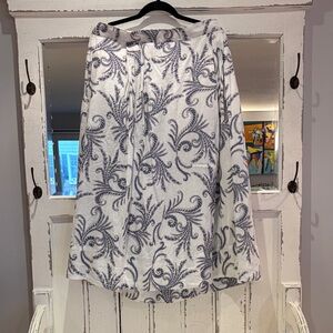 Banana Republic White and Blue A-Line Skirt